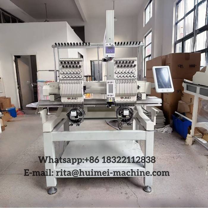 Mesin bordir 2 kepala HM dengan perangkat laser cutting kustom klien Swiss