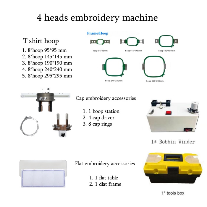 4 heads embroidery machine