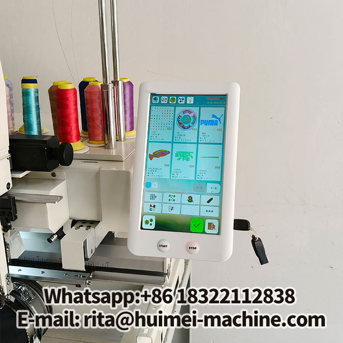 Panel kontrol layar sentuh LCD untuk pengaturan pola bordir pada mesin HM-1204